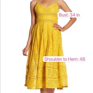 NORDSTROM Yellow Lace Midi Dress